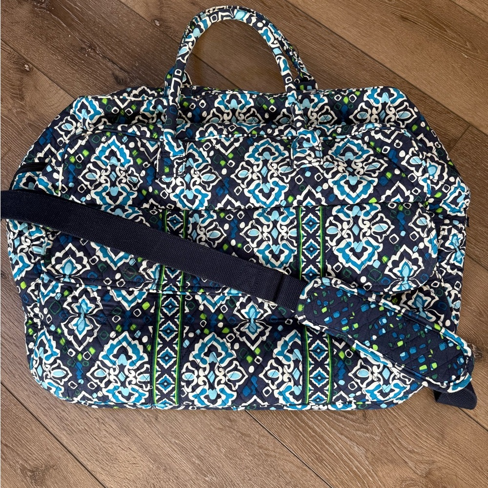 Vera Bradley Navy and Teal Patterned Travel Bag